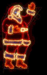 waving santa, animated, red, white, garland, giant, life-size, commercial-grade, outdoor, Christmas, holiday, LED, bulb, lights, aluminum frame, quality, durable, motif, display, 2021