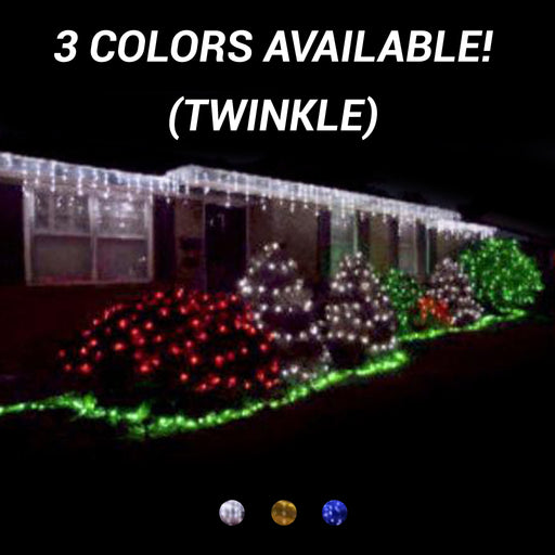 commercial-grade, outdoor, Christmas, holiday, LED, quality, durable, decoration, 2021, icicle lights, mini led, twinkle, white, blue