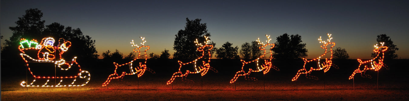 Lighted Santa Sleigh and Reindeer Sets