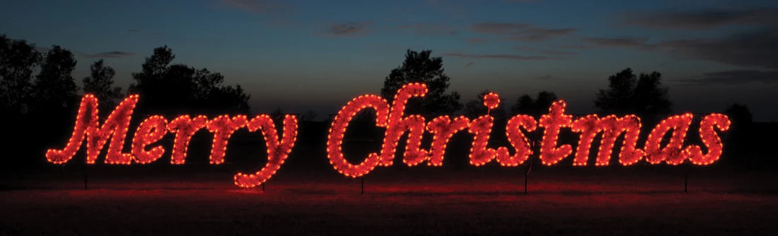 Merry Christmas Sign (Commercial Series) - White Garland and choice of C7 bulbs (1121-WR)