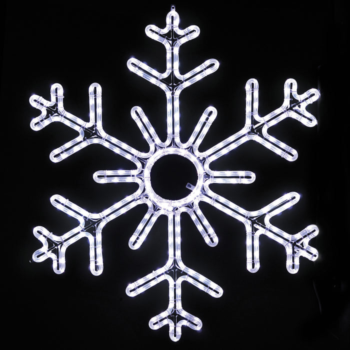 giant, commercial-grade, outdoor, Christmas, holiday, LED, rope light, quality, durable, motif, snowflake, decoration, hanging snowflake, 2021, pure white