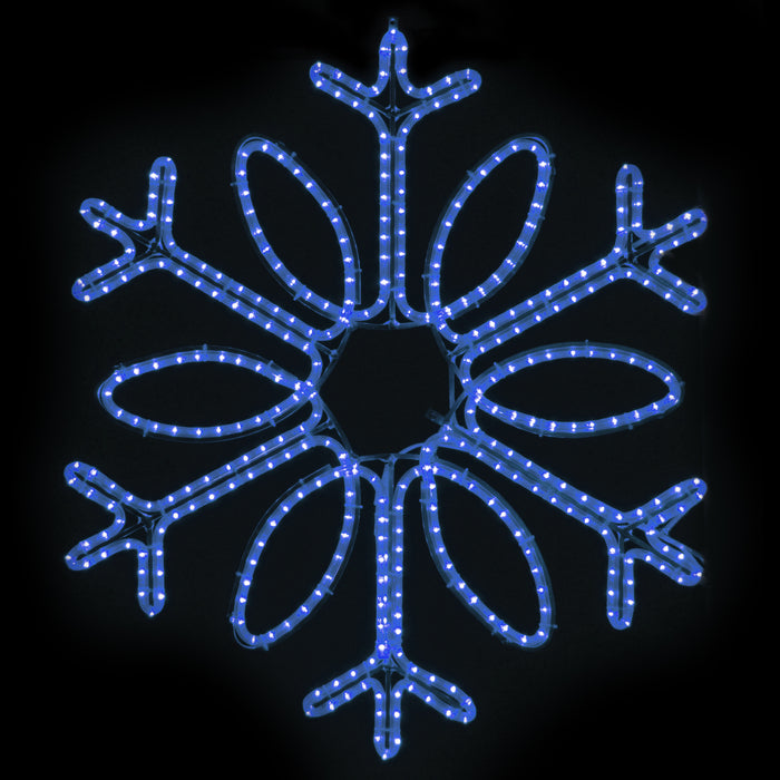 outdoor, indoor, LED, bulb, lights, quality, durable, commercial-grade, light motif, religious, Christmas, holiday, aluminum, decoration, giant, snowflake, blue