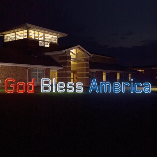 patriotic, giant, life-size, commercial-grade, outdoor, God Bless America, holiday, LED, rope light, aluminum frame, quality, durable, motif, display, 2021
