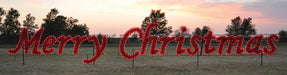 daytime view, giant, large, commercial-grade, outdoor, sign, script, merry Christmas, holiday, LED, bulb, C7, red, white, garland, light, quality, durable, traditional, yard motif, 2021