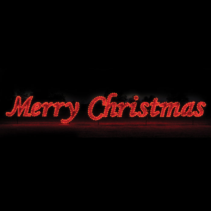 giant, large, commercial-grade, outdoor, sign, script, merry Christmas, holiday, LED, bulb, C7, red, garland, light, quality, durable, traditional, yard motif, 2021