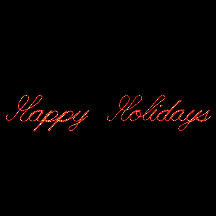 Happy Holidays (Rope light Script) Sign - Red, Outdoor yard motif, traditional illuminating 
