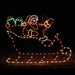 giant, life-size, commercial-grade, outdoor, Christmas, holiday, LED, bulb, lights, aluminum frame, quality, durable, motif, display, 2021, Santa, sleigh, decoration, gifts, bag of gifts, Santa’s sleigh