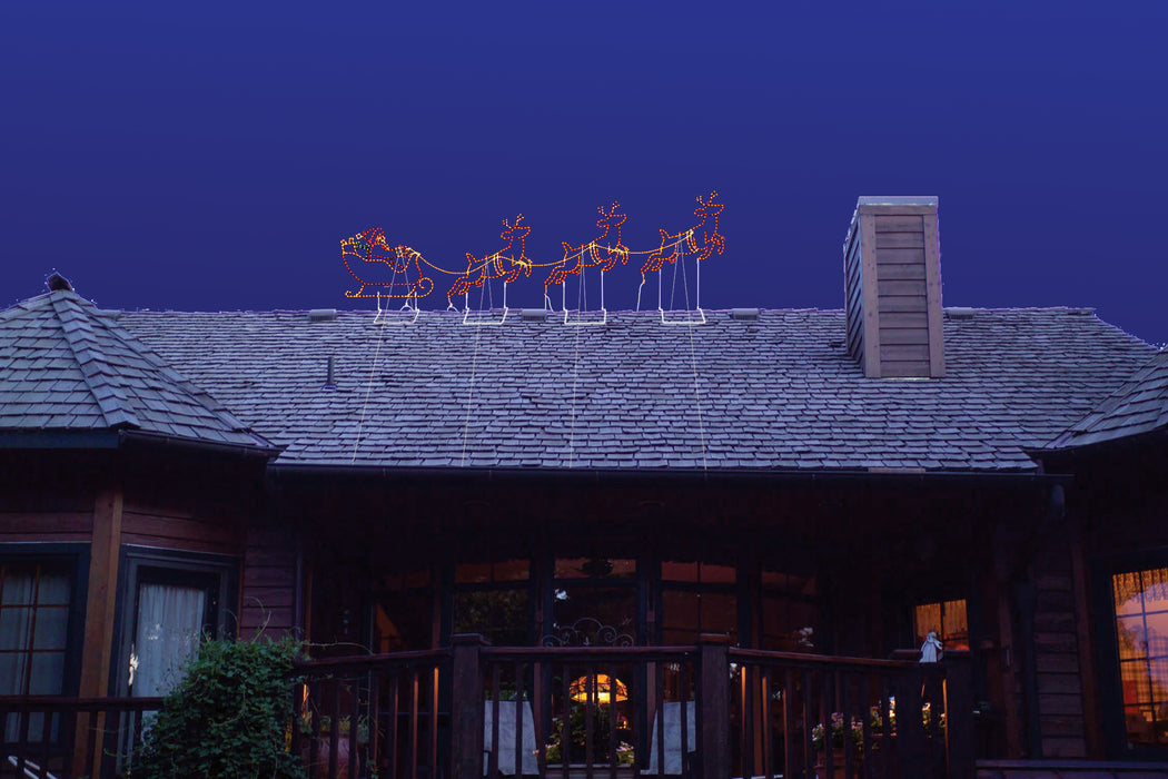 Small Outdoor Santa Sleigh and Reindeer Set —