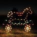 Christmas rocking horse flat car, train set, outdoor holiday decoration, animated, C7 LED Bulbs, aluminum frame, motif, holidaylights.com 2021