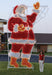 Daytime view, waving santa, animated, red, white, garland, giant, life-size, commercial-grade, outdoor, Christmas, holiday, LED, bulb, lights, aluminum frame, quality, durable, motif, display, 2021