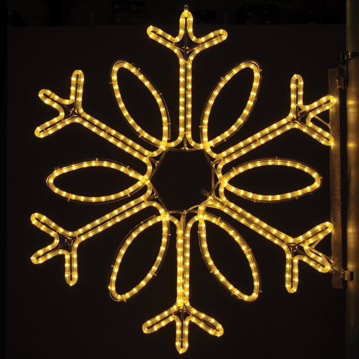 large, commercial-grade, outdoor, Christmas, holiday, LED, rope light, quality, durable, motif, decoration, snowflake, pole, mounted, 2021, loop, warm white