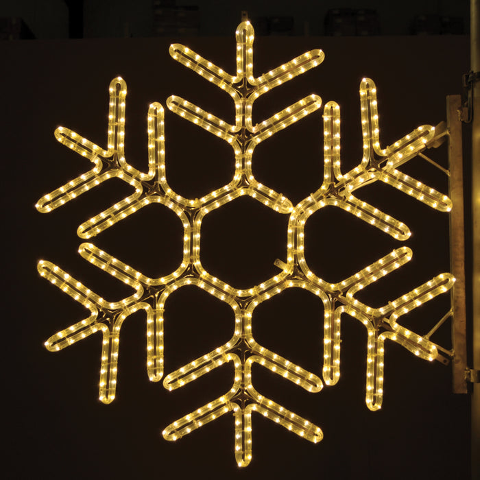 large, commercial-grade, outdoor, Christmas, holiday, LED, rope light, quality, durable, motif, decoration, snowflake, pole, mounted, 2021, warm white