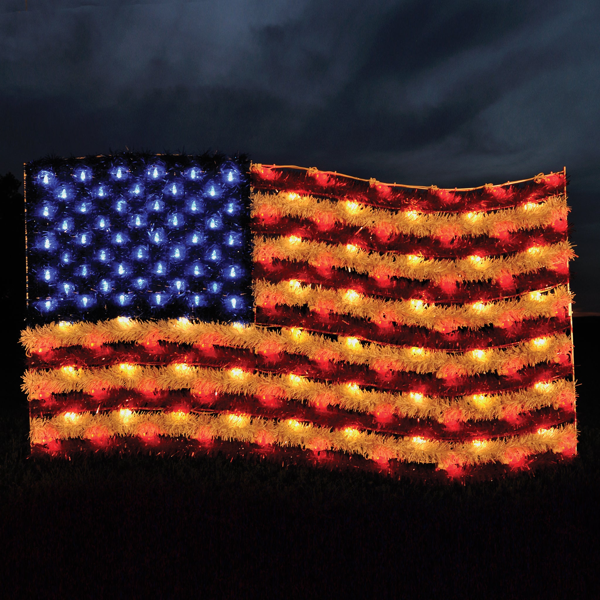 Outdoor Lighted American Flag