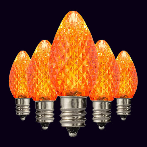 C7 LED Amber (Orange),  E12 candelabra base, Waterproof, UV resistant, replacement bulbs, Christmas lights, Holiday lights, Light strings