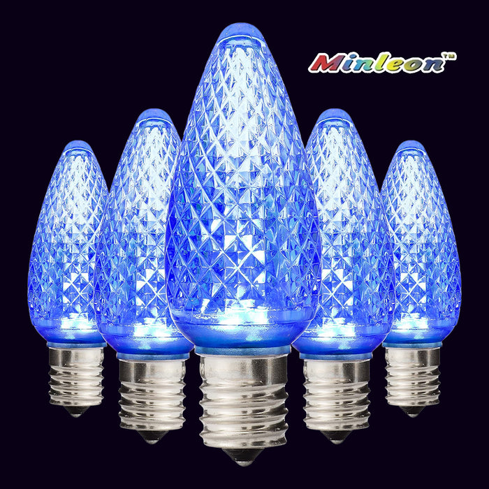 C9 faceted bulbs commercial grade decorating Christmas lights static minleon cyan blue