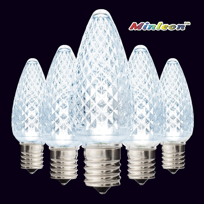 C9 faceted bulbs commercial grade decorating Christmas lights static minleon pure white