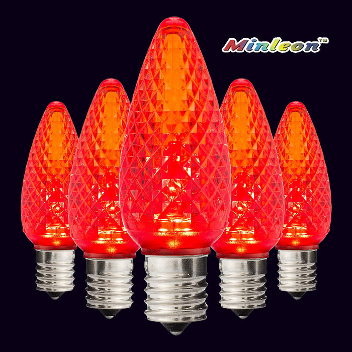 C9 faceted bulbs commercial grade decorating Christmas lights static minleon red