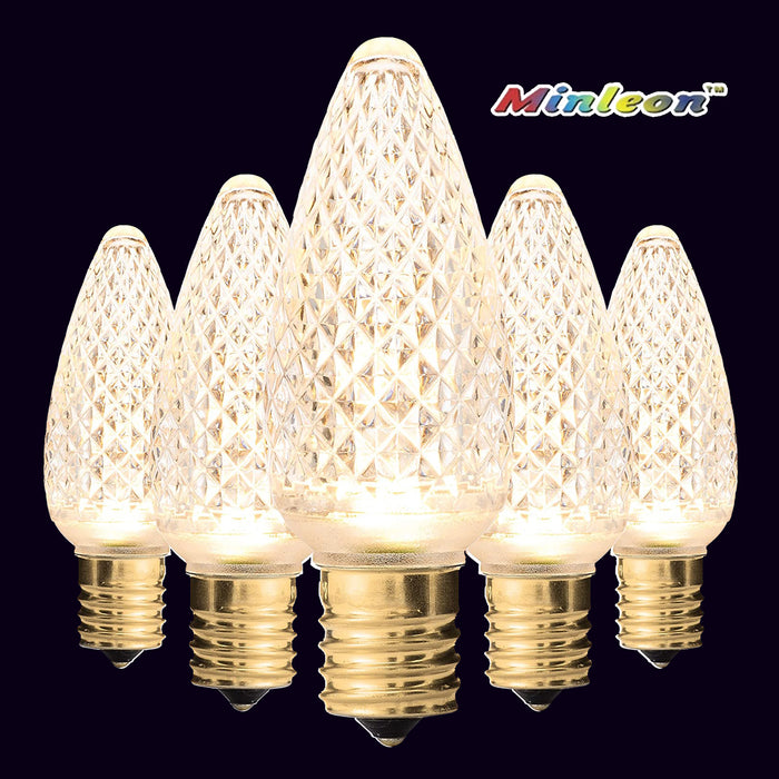 C9 faceted bulbs commercial grade decorating Christmas lights static minleon warm white