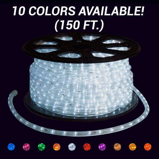 Rope light, roll, splice, cut to size, commercial-grade, outdoor, Christmas, holiday, LED, quality, durable, warm white, pure white, blue, purple, green, orange, red, pink, yellow, 2021