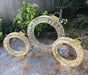 ball ornament, motif, life-size, giant, huge, display, yard ornament, christmas tree ball, aluminum frame, durable, commercial grade, outdoor, warm white, gold frame