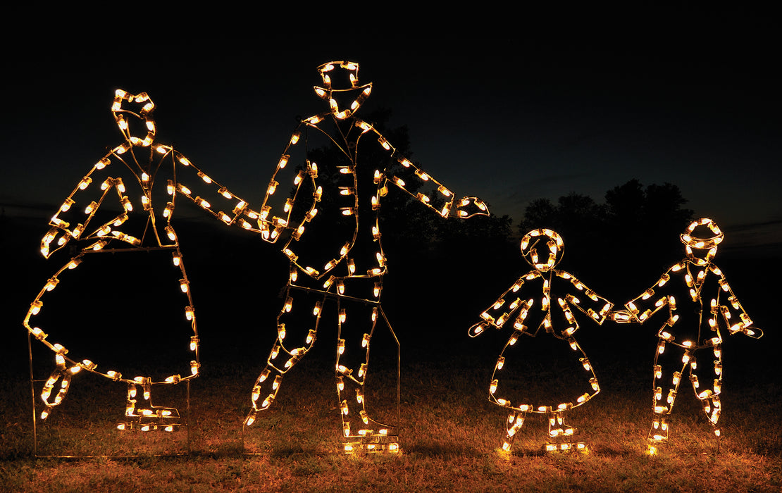 outdoor, indoor, LED, lights, quality, durable, commercial-grade, light motif, Christmas, holiday decoration, 2021, victorian, life-sized, life-like, human size, skater, woman, ice skating, family