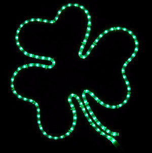 shamrock, green, rope light, led, st. patricks day, motif, holiday, durable, quality, display, commercial quality